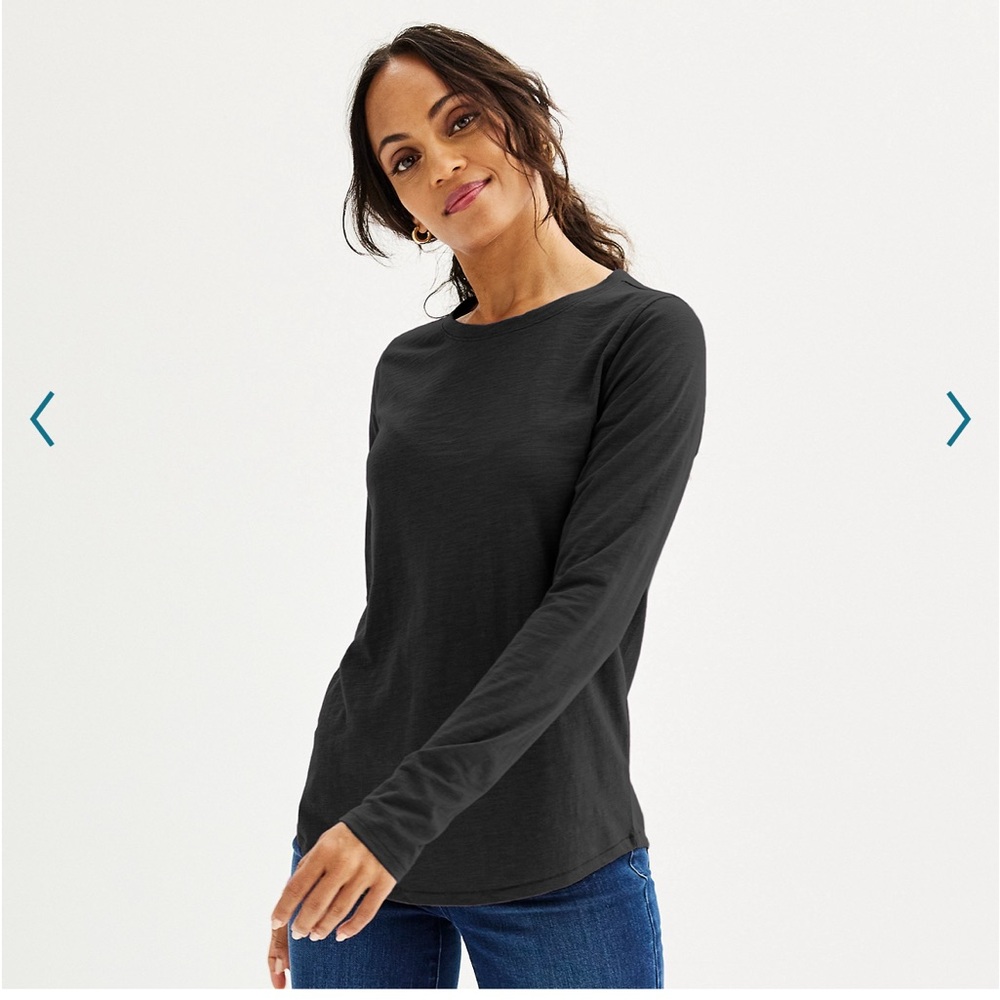 Sonoma Goods For Life Everyday Crewneck Long Sleeve Tee , Black Small